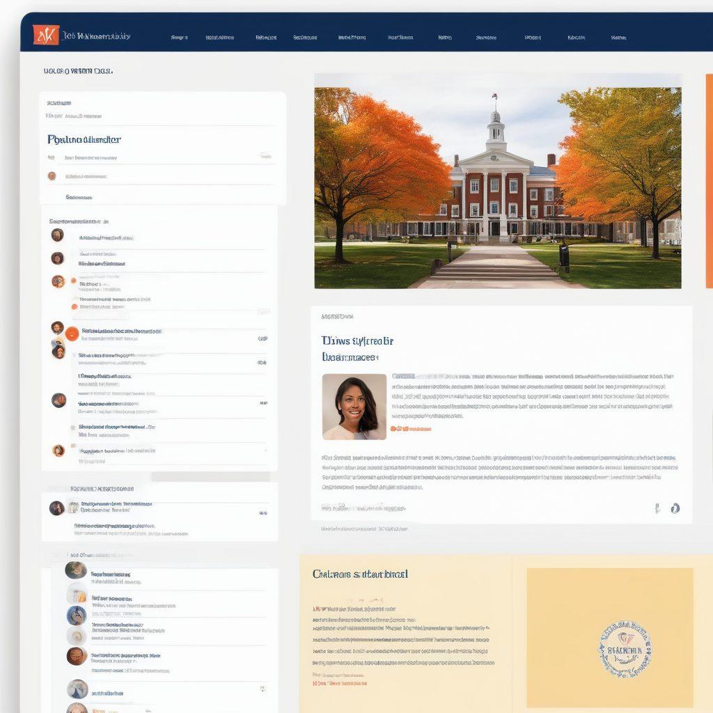 An informative and welcoming web interface with the University of Virginia (UVA) logo prominently displayed at the top. Display a user-friendly job portal with various job listings, search filters, and recruitment process highlights. Include icons representing resumes, interviews, and application forms. Students and professionals engaging actively with the portal, exuding confidence and enthusiasm. super-realistic, vibrant colors, modern design.
